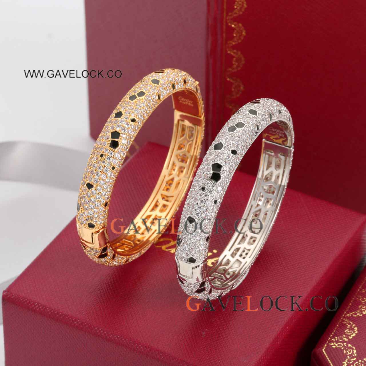 Luxury Jewelry Cartier Panther Bangle Copy Bracelet & Diamonds